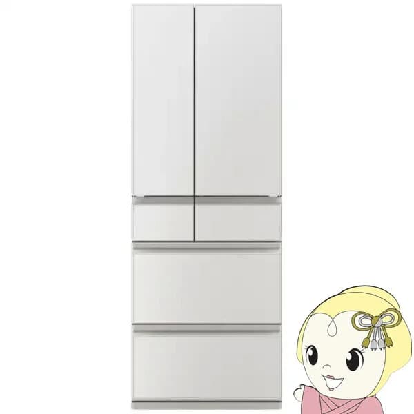 冷蔵庫【設置込】三菱電機 中だけひろびろ大容量 MZシリーズ 幅68.5cm 602L 6ドア 観音開きタイプ グランドリネンホワイト MR-MZ60N-W【/srm】