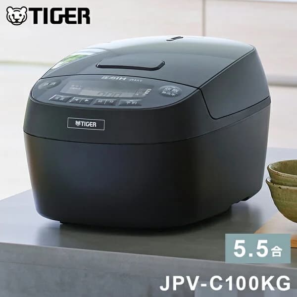 【レビュー報告で国産ブランド米】タイガー魔法瓶 圧力IHジャー炊飯器 5.5合炊き エントリーモデル 土鍋コート 保温 少量 冷凍 玄米 雑穀 調理 時短 煮込み 圧力洗浄 お手入れ簡単 炊飯ジャー TIGER JPV-C100KG ブラック【送料無料】