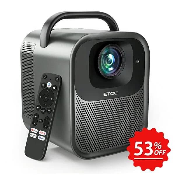 【数量限定在庫処分】ETOE Seal Pro プロジェクター家庭用 Android TV 11.0 Netflix搭載フルHD1080p 4K対応 高輝度 1000ANSI 5G WiFi オートフォーカス 自動台形補正 Bluetooth 5.1 2.4&5G Wi-Fi 天井吊り可能 リモコン付き ホームシアター PS Switch接続可