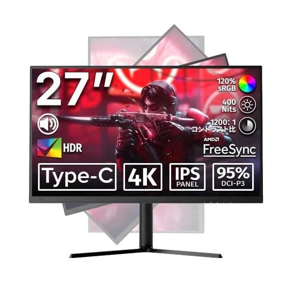 cocopar モニター 27インチ 4K USB Type-C HDMI2.1(TMDS)×2 DP 95%DCI-P3 120%sRGB 4