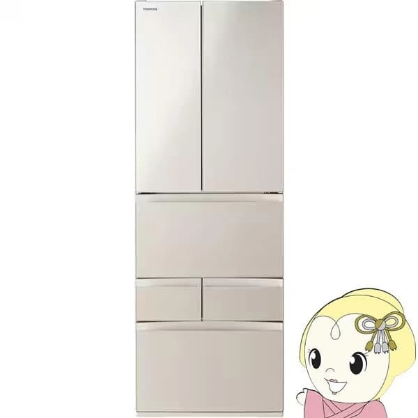 冷蔵庫【設置込】東芝 509L 幅65cm フレンチドア（観音開き） 6ドア VEGETA ベジータ FKシリーズ サテンゴールド GR-Y510FK-EC ぎおん/srm