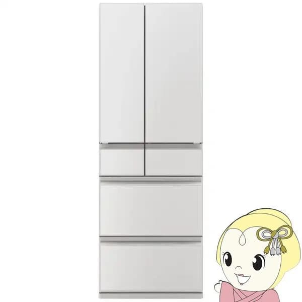 冷蔵庫【設置込】三菱電機 中だけひろびろ大容量 MZシリーズ 幅65cm 540L 6ドア 観音開きタイプ グランドリネンホワイト MR-MZ54N-W/srm