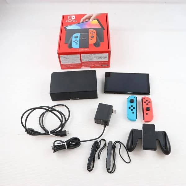 『中古即納』{Switch} (本体) Nintendo Switch(ニンテンドースイッチ) 有機ELモデル Joy-Con(L) ネオンブルー/R ネオンレッド 任天堂(HEG-S-KABAA)(20211008)