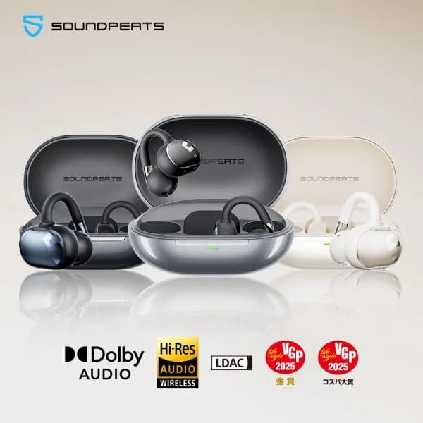 爆買 コスパ大賞 VGP金賞 イヤーカフ イヤホン ワイヤレス オープンイヤーイヤホン SOUNDPEATS Clip1 ハイレゾ/LDAC対応/Dolby Audio/最大40時間再生 急速充電