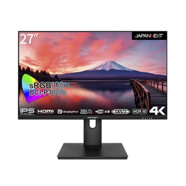JAPANNEXT　27インチ IPSパネル搭載 4K(3840×2160) /ワイド 解像度 液晶モニター　JN-IPS273UHDR-C65W