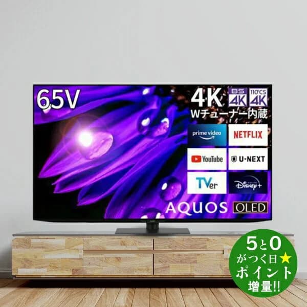 ◆最大3000円CP＋P3倍！！3/25◆シャープ アクオス 65インチ 4K有機ELテレビ 65V型 EQ1ライン 4Kチューナー内蔵 YouTube/Bluetooth対応 AQUOS 4T-C65EQ1 SHARP【転送不可】