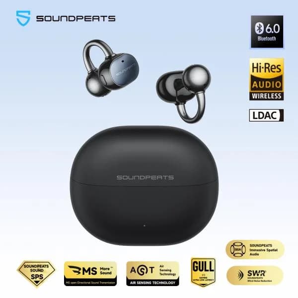 爆買 ワイヤレスイヤホン オープンイヤー イヤーカフ SOUNDPEATS UU2 Bluetooth6.0 LDAC ハイレゾ対応 耳を塞がない 最大40時間再生 物理ボタン 軽量 防水 IPX5