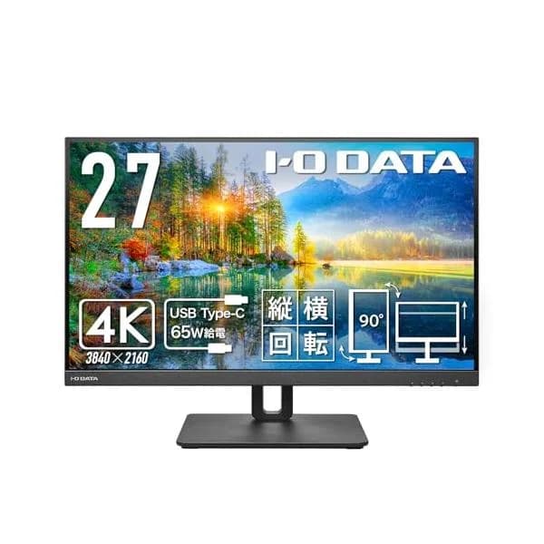 アイ・オー・データ IODATA モニター 27インチ 4K 60Hz AASパネル 広視野角 5ms (Type-C/HDMI/Display