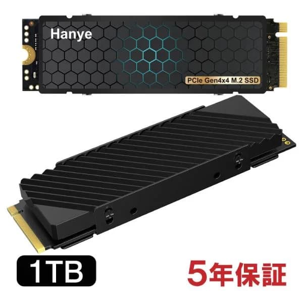 特価セール SSD 1TB 3D NAND TLC PCIe Gen4x4 M.2 NVMe 2280 ヒートシンク搭載 PS5 Pro/PS5 Slim/PS5動作確認済み R:7400MB/s W:6500MB/s 国内5年保証 翌日配達