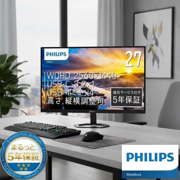 液晶ディスプレイ モニター ゲーミングモニター PHILIPS 27型 27インチ ブラック 27E1N5600AE/11