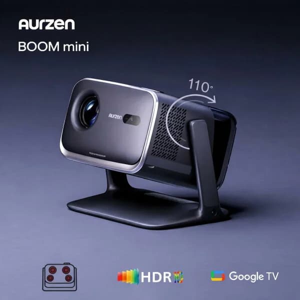 【マラソン限定15,000円クーポンで32,999円！】プロジェクター 家庭用 天井投影 1080P フルHD 4K対応 ホームプロジェクター Google TV内蔵 WiFi6 Bluetooth Netflix/YouTube/U-NEXT対応 オートフォーカス/自動台形補正 20Wスピーカー内蔵 ゲーム AURZEN BOOM mini