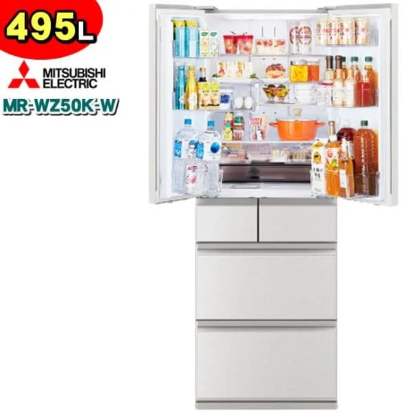 標準設置費込み  三菱 冷蔵庫 MR-WZ50K-W（MR-WZ50M-W・MR-WZ50N-Wの旧型番） グランドリネンホワイト 495L フレンチドア 観音開き