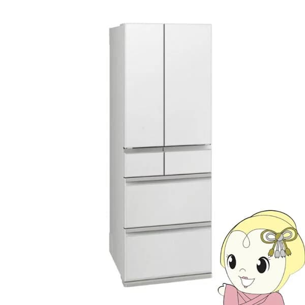 【在庫限り】冷蔵庫 【標準設置費込】 三菱 495L 6ドア フレンチドア(観音開き) 真ん中冷凍室 ガラスドア 日本製 グランドリネンホワイト MR-WZ50M-W ぎおん【/srm】