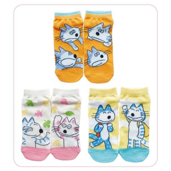 レディース 11ぴきのねこ 遠足 ソックス3足セット 絵本 グッズ 馬場のぼる 猫