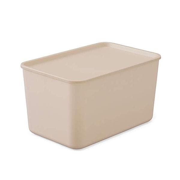 アイリスオーヤマ 収納ボックス ふた付き 幅45×奥行22×高さ25cm 収納ケース ふた付き積み重ねBOX ピンクベージュ 収納 衣類 おもち