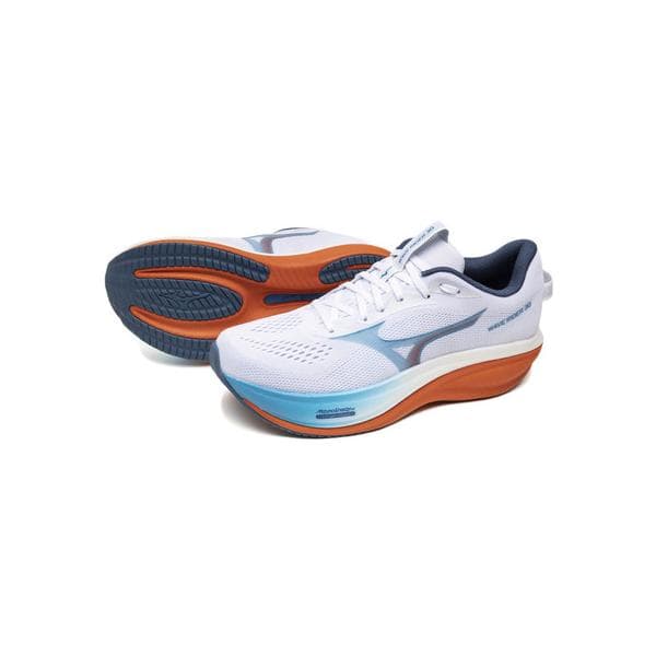 ミズノ（MIZUNO）（メンズ）ランニングシューズ ジョギングシューズ ウエーブライダー 30 ホワイト ブルー J1GM262051 スポーツシューズ