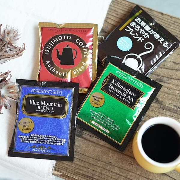 辻本珈琲 定番×グルメドリップコーヒー 4種50杯バラエティセット / 挽きたて充填の新鮮 贅沢 / まとめ買い 詰め合わせ ブルーマウンテン(dc)
