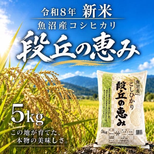 ＼生活応援価格！！／ 令和8年産 新米 魚沼産コシヒカリ 段丘の恵み 5kg 米 お米 白米 5キロ 新潟コシヒカリ 贈答用 贈り物 ギフト 敬老の日 新潟県