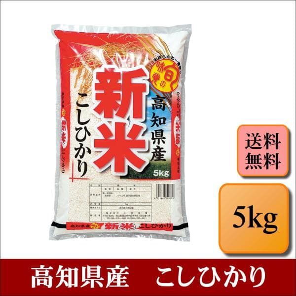 新米　令和８年産　高知県産　こしひかり　5kg　米　お米　おこめ　白米　精米　【高知こしひかり＿＿＿＿５ｋｇ】
